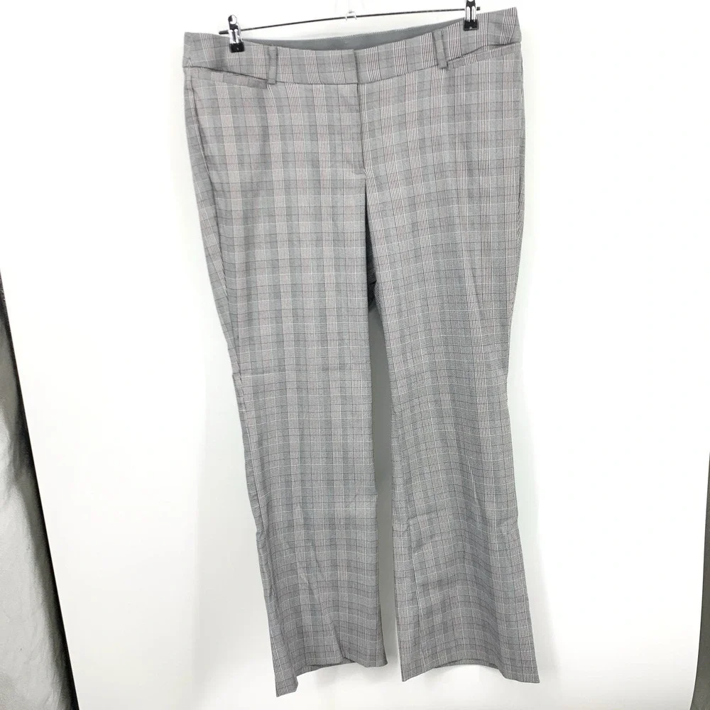 Lane Bryant Women Size 20 Pants Allie Trousers Black Maroon Red Check Straight
